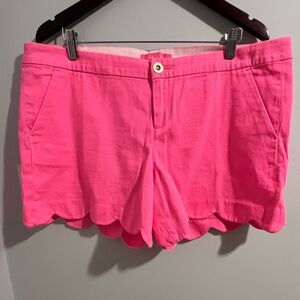 Lilly Pulitzer Vibrant Pink Scalloped High Waist Shorts